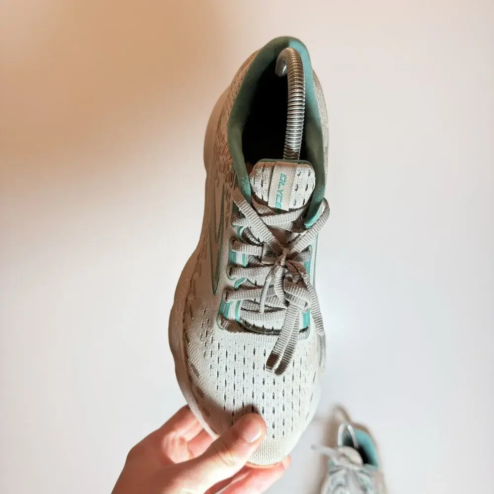 Brooks Glycerin 20 Women Size 9 White Teal Running Shoes Max Cushion Sneakers